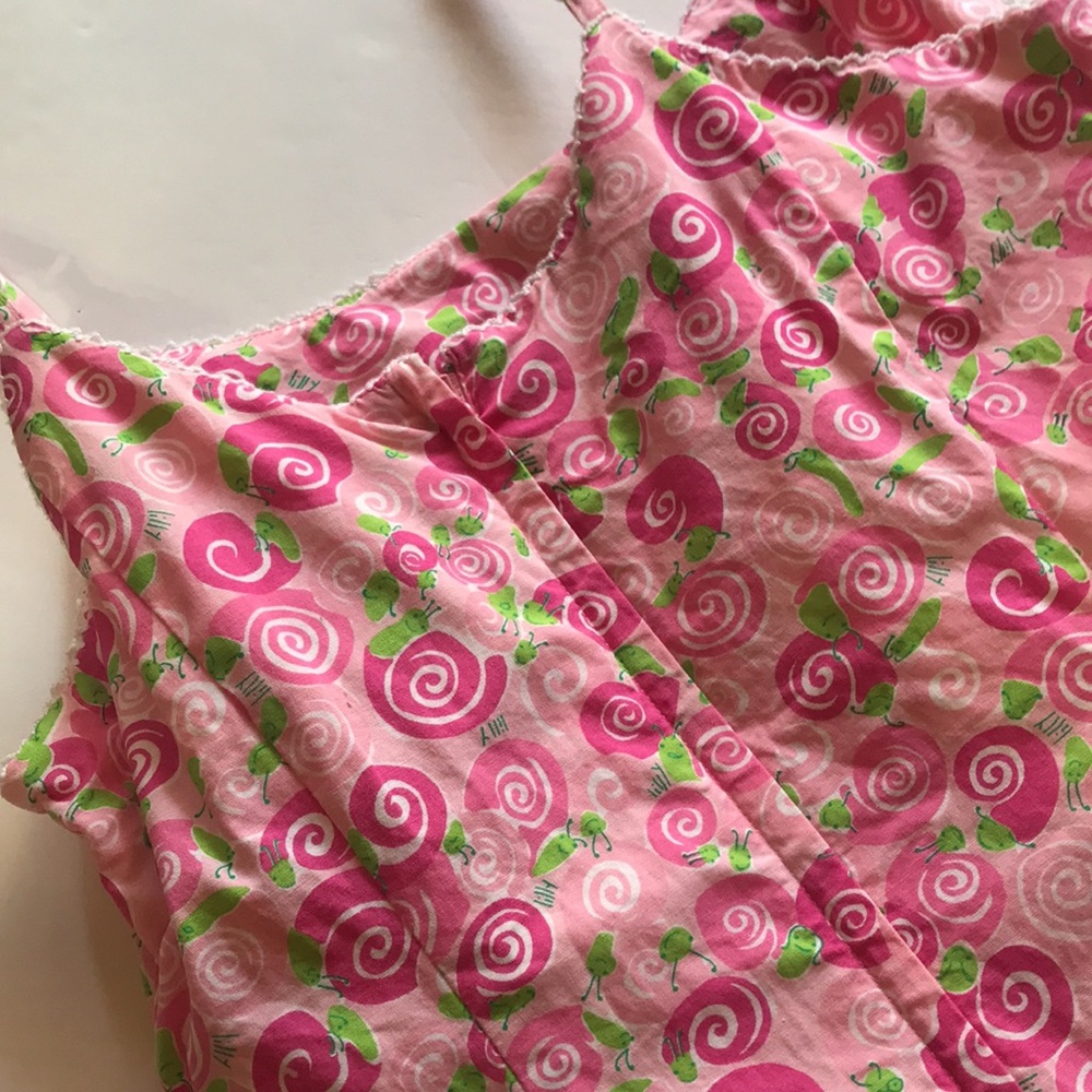Lilly Pulitzer Rare Vintage White Label Y2k Slip Dress Snail Print Barbie Pink 6 - Picture 10 of 16